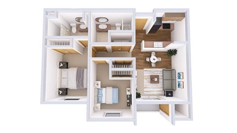 Floor plan for 2 beds, 2 baths, 1084 sqft
